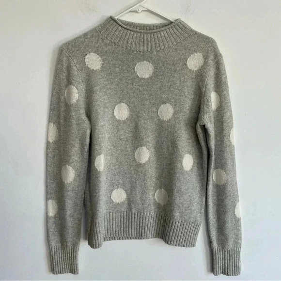 J. Crew Always Merino Wool Polka Dot Sweater Crewneck Gray White Long Sleeve - Picture 3 of 11